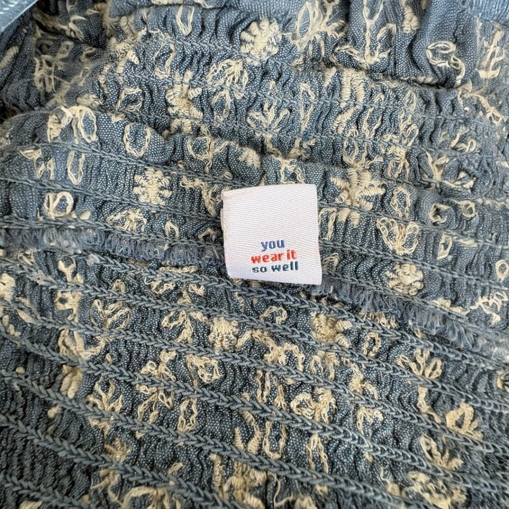 Old Navy Blue Floral Embroidered Peasant Blouse - Size 3X (2507-1) - Picture 5 of 6
